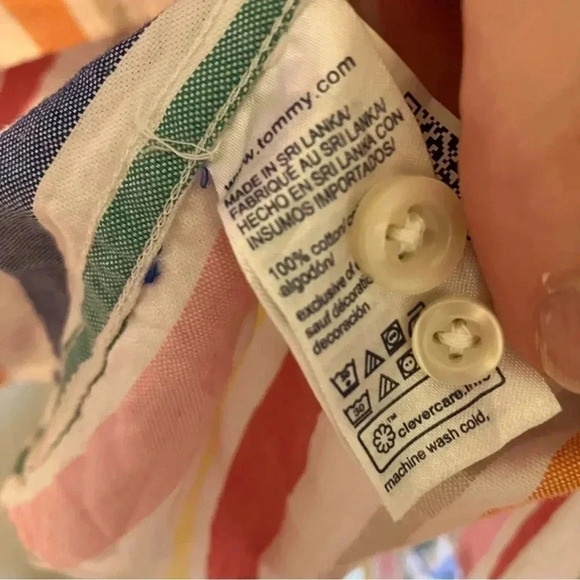 Tommy Hilfiger 100% cotton multicolor striped  button down shirt - Picture 5 of 6